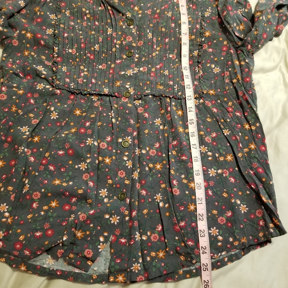 Matilda Jane Afternoon Stroll Floral Pleated Front Semi Button Shirt - Picture 14 of 14
